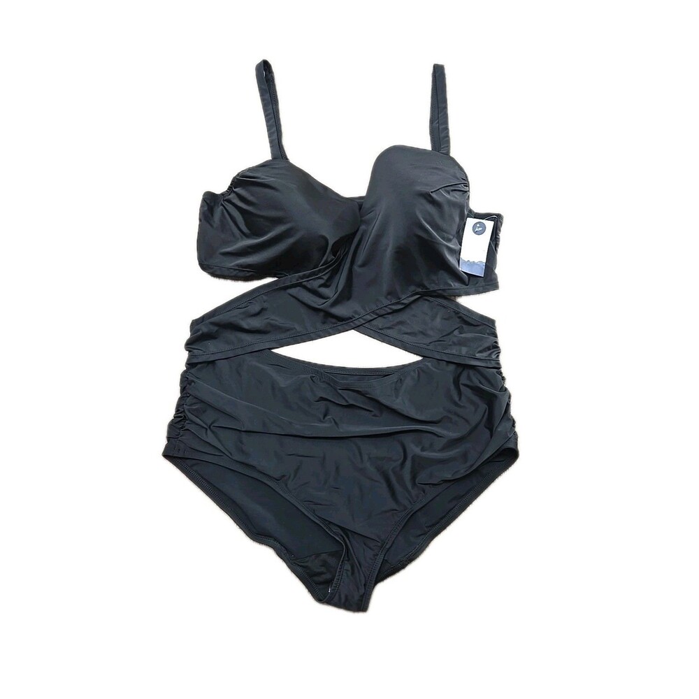 NEW - Swim by Cacique 42D Swimsuit One Piece Black Cut Out NWT MSRP $120.50